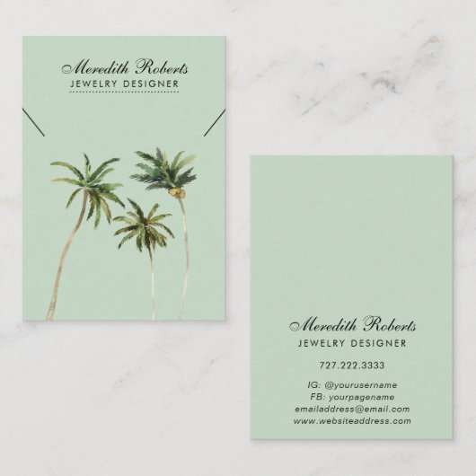 トロピカルパームツリーズジュエリーネックレスディスプレイカード 名刺 (正面/裏面)