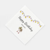 トロピカルパームツリーズストリングライツバースデーパーティー スタンダードランチョンナプキン (角)