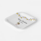 トロピカルパームツリーズストリングライツバースデーパーティー ペーパープレート (傾斜あり)