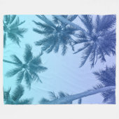 トロピカルパームツリーズティール(緑がかった色)勾配トレンディー フリースブランケット (正面(横))