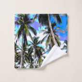 トロピカルパームツリーズデザイン。 バスタオルセット (ウォッシュタオル)