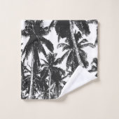 トロピカルパームツリーズデザイン。白黒。 バスタオルセット (ウォッシュタオル)