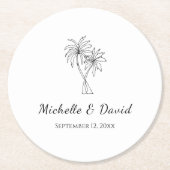 トロピカルパームツリーズデスティネーションウェディング披露宴 ラウンドペーパーコースター (正面)