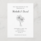 トロピカルパームツリーズデスティネーションウェディング招待状 ポストカード (正面)