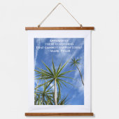 トロピカルパームツリーズトウェイン引用文ブルー&ホワイト 吊り下げ型タペストリー (正面)