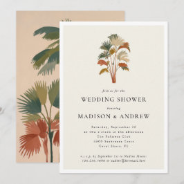 トロピカルパームツリーズパステルボホウェディングシャワー 招待状