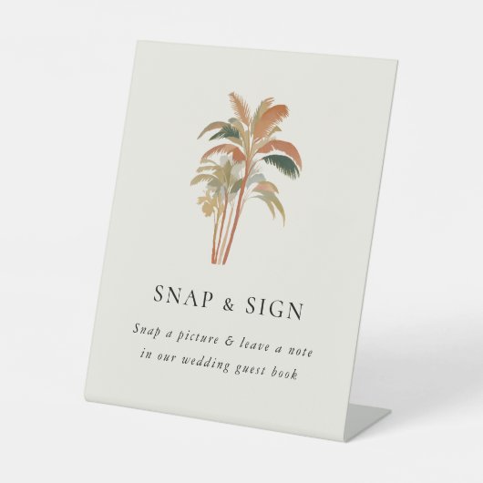 トロピカルパームツリーズパステルボホ結婚の看板 台座サイン (正面)