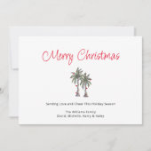 トロピカルパームツリーズビーチクリスマスイラストレーション シーズンカード (正面)