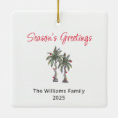 トロピカルパームツリーズビーチクリスマスライト セラミックオーナメント (裏面)