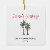 トロピカルパームツリーズビーチクリスマスライト セラミックオーナメント (正面)