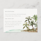 トロピカルパームツリーズビーチサンドウェディングレセプション エンクロージャーカード (正面)