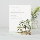トロピカルパームツリーズビーチサンドブライダルシャワー 招待状 (スタンド正面)
