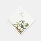 トロピカルパームツリーズビーチサンドモノグラム結婚ズ スタンダードカクテルナプキン (角)