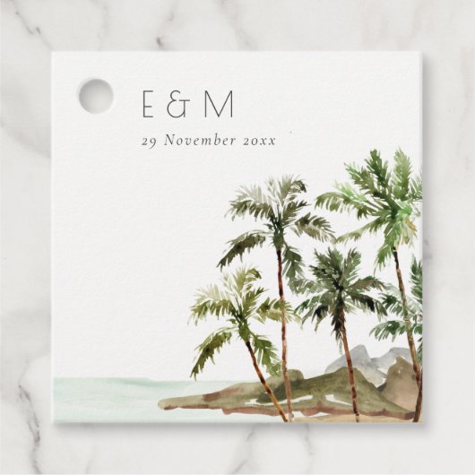 トロピカルパームツリーズビーチサンドモノグラム結婚ズ フェイバータグ (正面)