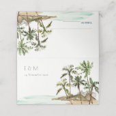 トロピカルパームツリーズビーチサンドモノグラム結婚ズ プレイスカード (外部開封)