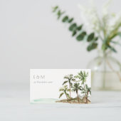 トロピカルパームツリーズビーチサンドモノグラム結婚ズ プレイスカード (スタンド正面)