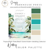 トロピカルパームツリーズビーチシモダンーン結婚ズ 招待状