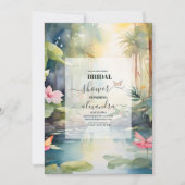 トロピカルパームツリーズビーチブライダルシャワー 招待状 (正面)