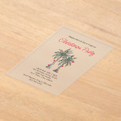 トロピカルパームツリーズビーチホリデーパーティークリスマス アクリル招待状 (レイダウン)