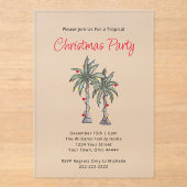 トロピカルパームツリーズビーチホリデーパーティークリスマス アクリル招待状 (正面)