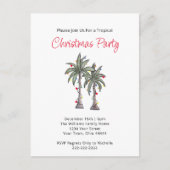 トロピカルパームツリーズビーチホリデーパーティークリスマス インビテーションポストカード (正面)