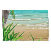 トロピカルパームツリーズビーチ島 枕カバー (正面)