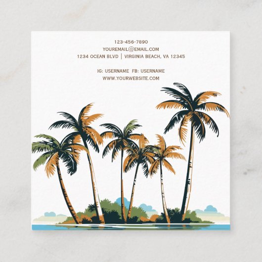 トロピカルパームツリーズビーチ スクエア名刺 (裏面)