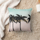 トロピカルパームツリーズピンクミントグラデーション金ゴールドは大きく夢 クッション (ブランケット)