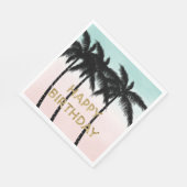 トロピカルパームツリーズピンクミント誕生日 スタンダードランチョンナプキン (角)