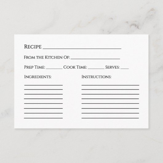 トロピカルパームツリーズブライダルシャワーレシピ エンクロージャーカード (裏面)