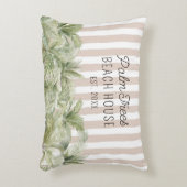 トロピカルパームツリーズベージュストライプビーチハウス アクセントクッション (正面(垂直))