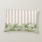 トロピカルパームツリーズベージュストライプビーチハウス アクセントクッション (裏面)