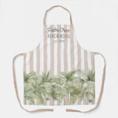 トロピカルパームツリーズベージュストライプビーチハウス エプロン (正面)