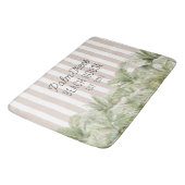 トロピカルパームツリーズベージュストライプビーチハウス バスマット (アングル)