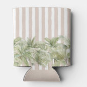 トロピカルパームツリーズベージュストライプビーチハウス 缶クーラー (裏面)