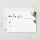 トロピカルパームツリーズボホビーチデスティネーション結婚式 出欠カード (正面)