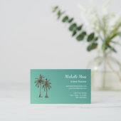 トロピカルパームツリーズモダンティール（緑がかった色）イベントプランナー 名刺 (スタンド正面)