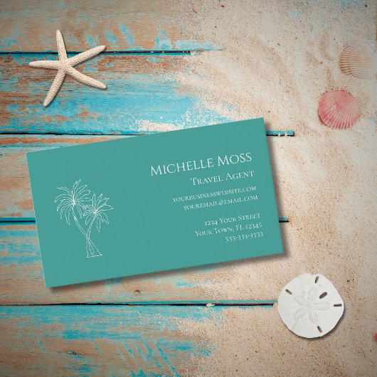 トロピカルパームツリーズモダントレンディーティール（緑がかった色） 名刺