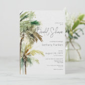 トロピカルパームツリーズモダンブライダルシャワー 招待状 (スタンド正面)