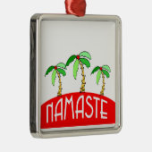 トロピカルパームツリーズヨガクリスマス メタルオーナメント (右)