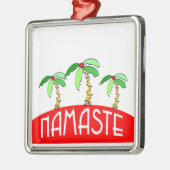 トロピカルパームツリーズヨガクリスマス メタルオーナメント (左)