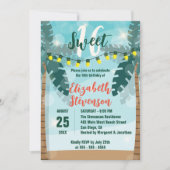 トロピカルパームツリーズライトズスウィート16誕生日 招待状 (正面)