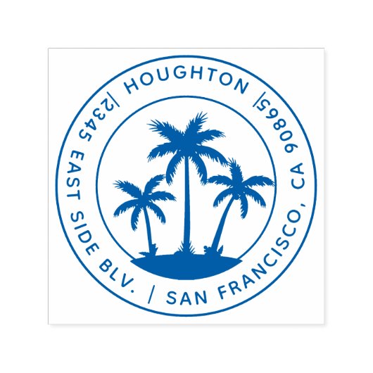 トロピカルパームツリーズラウンド差出人住所 セルフインキングスタンプ (デザイン)