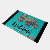 トロピカルパームツリーズレトロビブ ドアマット (アングル)