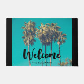 トロピカルパームツリーズレトロビブ ドアマット (正面)