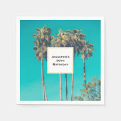 トロピカルパームツリーズレトロヴィベ誕生日 スタンダードカクテルナプキン (正面)