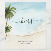 トロピカルパームツリーズ応援エキゾチックビーチ結婚式 ワインラベル (シングルラベル)