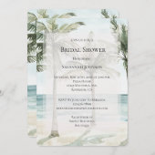 トロピカルパームツリーズ海ビーチブライダルシャワー 招待状 (正面/裏面)