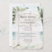 トロピカルパームツリーズ海ビーチブライダルシャワー 招待状 (正面)