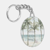トロピカルパームツリーズ海ビーチ結婚式 キーホルダー (正面左)